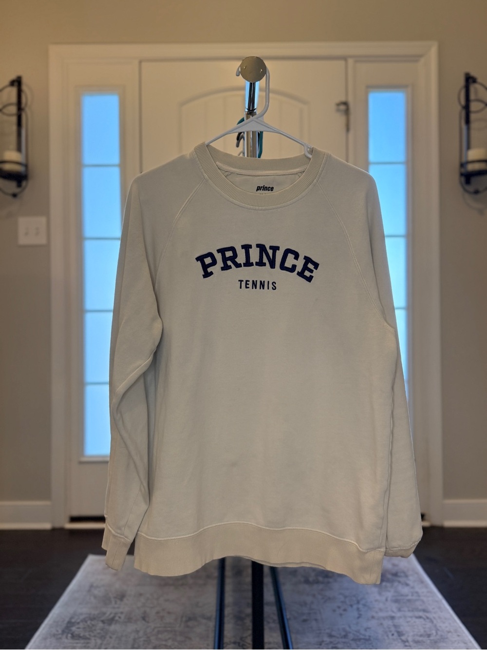 Prince Crewneck Sweatshirt in Cream with Navy Logo